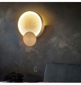 Round Marble Wall Lamp High-Grade Copper Indoor Lighting Living Room Bedroom Study Modern Minimalist Led Decor For Home