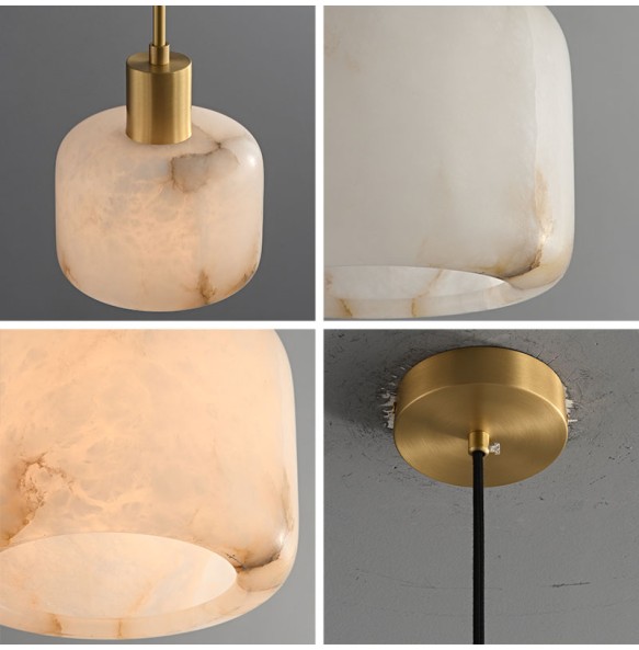 Modern Minimalist Marble Small Chandelier Living Room Decoration Bedroom Study Copper Lamp Led Pendant Lighting For Home