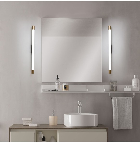 Simple Modern Nordic Black Gold Long Wall Lamp Strip Mirror Front LED Bathroom Lighting Indoor Fixtures