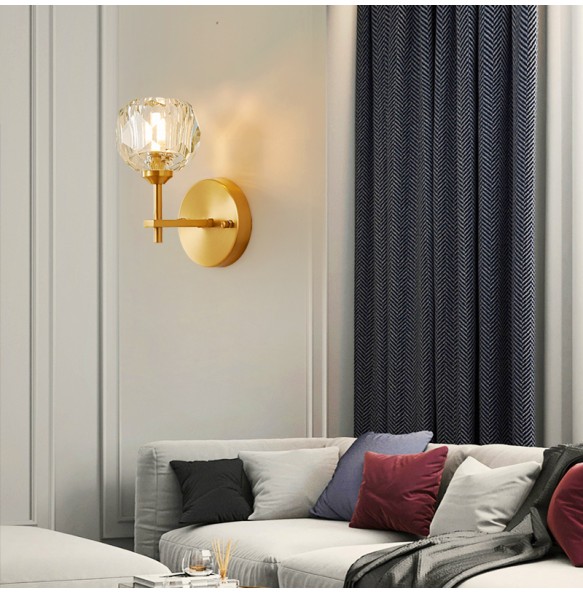 Postmodern Crystal Wall Lamp Luxury Hotel Bedroom Bedside Creative Nordic Living Room Tv Background  Corridor Lighting