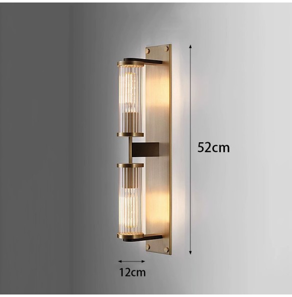 Postmodern Luxury American Minimalist Led Wall Lamp Living Room Copper Lamps Bedroom Bedside Mirror Headlight Indoor Lighting