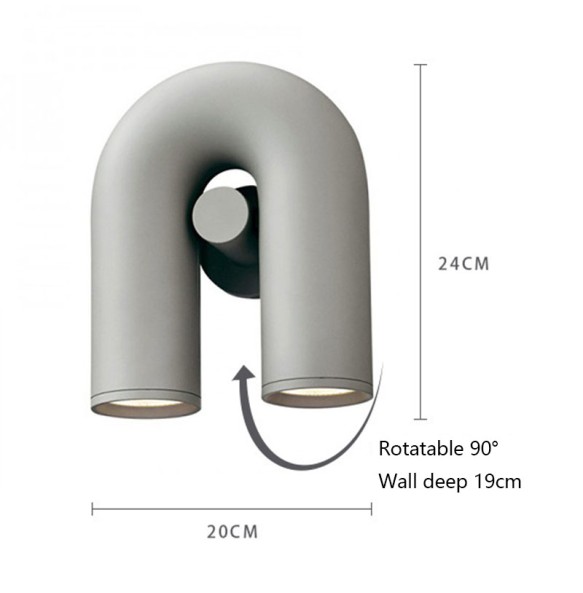 Nordic Design Minimalist Hotel Aisle Stairs Dining Room Living Room Bedroom Rotatable u-Shaped Water Pipe Wall Lamp