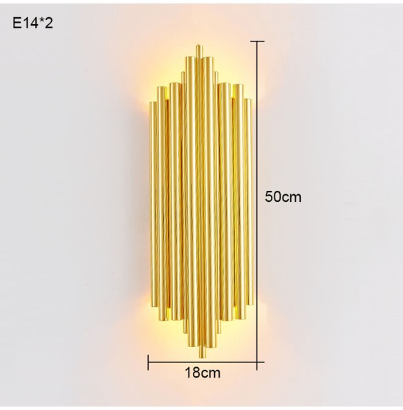 Modern Simple Luxury Metal Tube Bedroom Bedside Wall Lamp Living Room Decoration Study Led Indoor Lighting  For Home