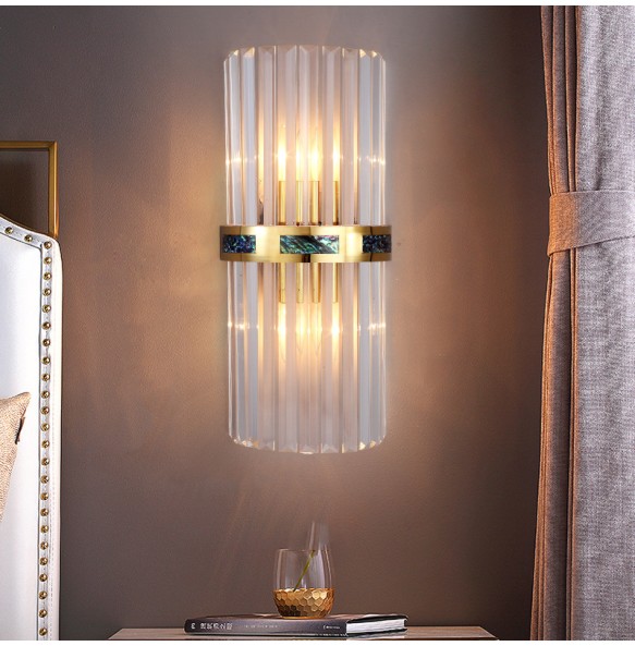 Shell Crystal Rectangle Wall Lamp Simple Corridor Aisle Porch Decoration Bedroom Bedside Night Hotel Indoor Lighting For Home