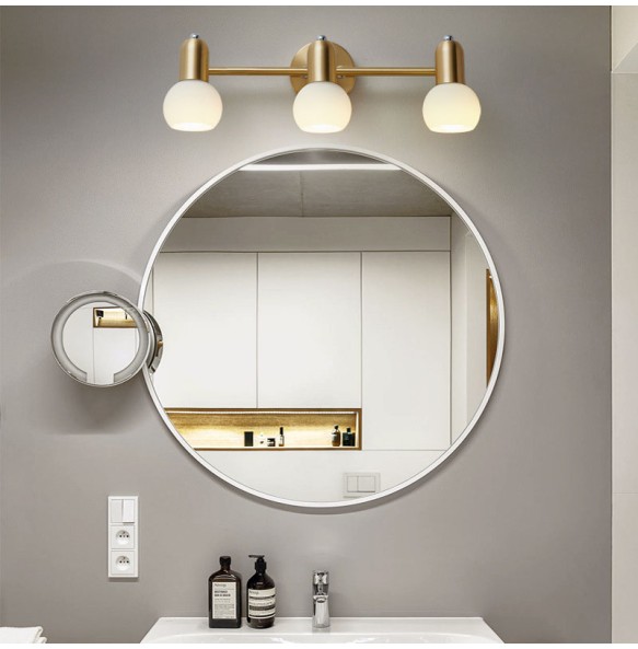 Luxury Nordic Mirror Headlight Bathroom Vanity Wall Lamp Simple Bathroom Makeup Mirror Cabinet Copper Led Lighting