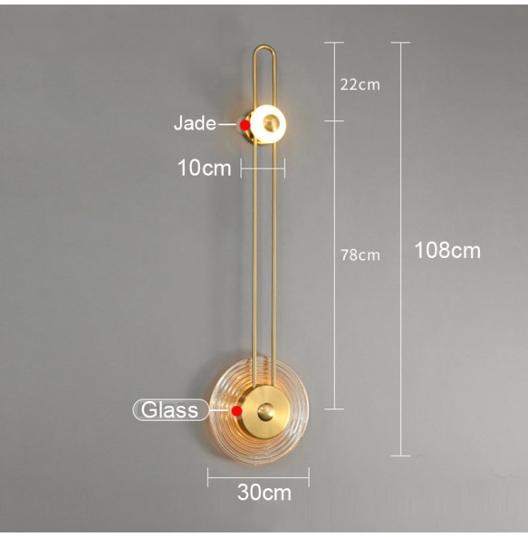 Modern Luxury Jade Wall Lamp Simple Metal Long Pole Creative Living Room Background  Led Bedside