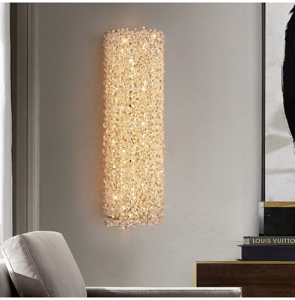 Postmodern Luxury Crystal Wall Lamp Living Room Background Decoration Modern Minimalist Master Bedroom Bedside Indoor Lighting