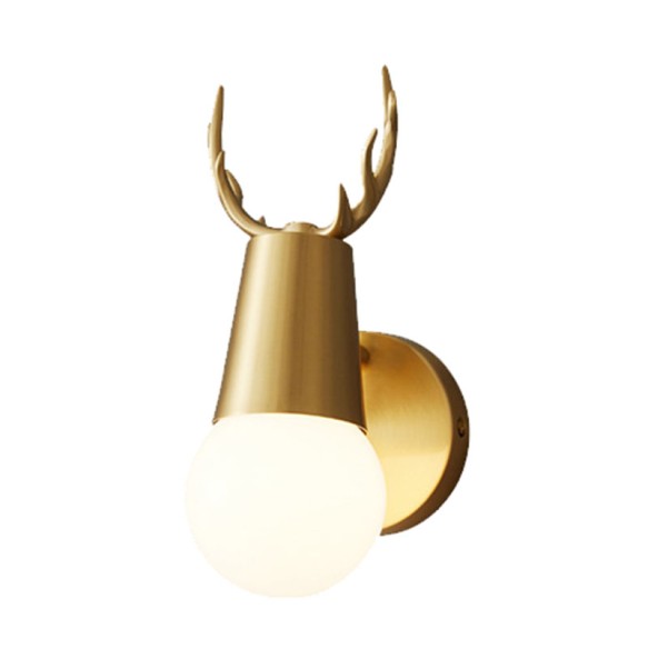 Simple Nordic Antler Wall Lamp Living Room Background Wall Lighting Mirror Front Lamp Luxury Bedroom Copper Bedside Lamp