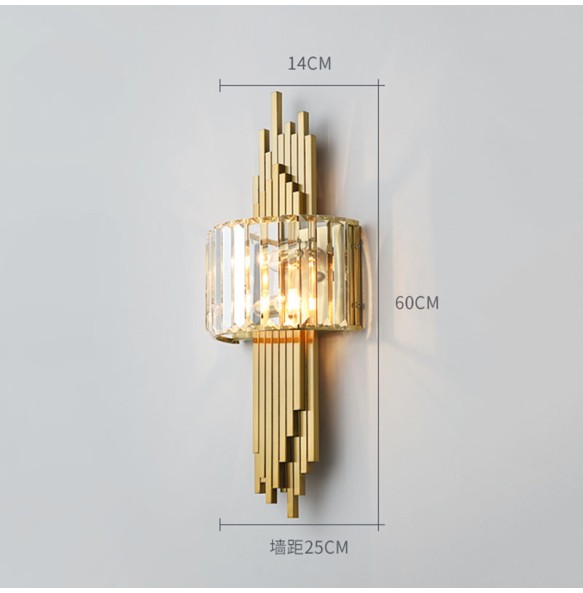 Luxury Modern Minimalist Crystal Gold Wall Lamp For Living Room Bedroom Bedside Atmospheric Aisle LED Indoor Lighting