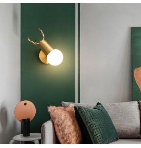 Simple Nordic Antler Wall Lamp Living Room Background Wall Lighting Mirror Front Lamp Luxury Bedroom Copper Bedside Lamp