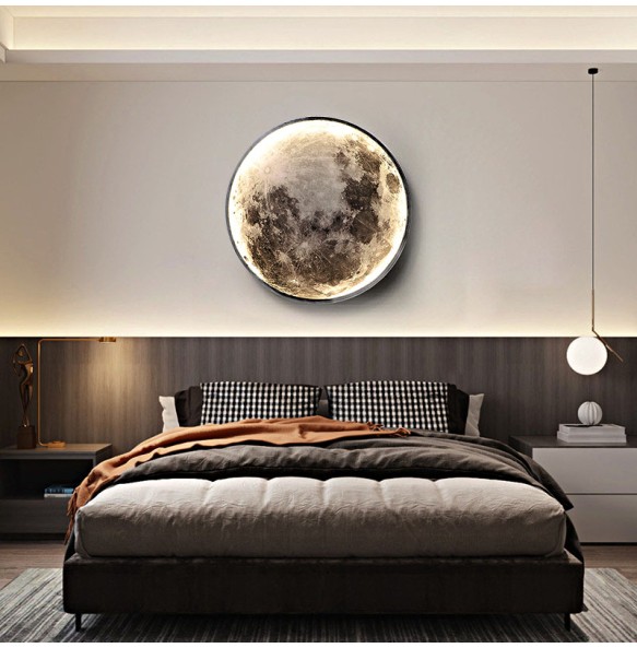 Moon Wall Lamp Modern Minimalist Nordic Aisle Corridor Mural Art Living Room Background Decoration Bedroom Bedside Lighting