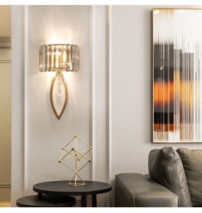 Luxury Postmodern Crystal Gold Wall Lamp Bedside LED Simple Modern Bedroom Living Room TV Aisle Entrance Lighting