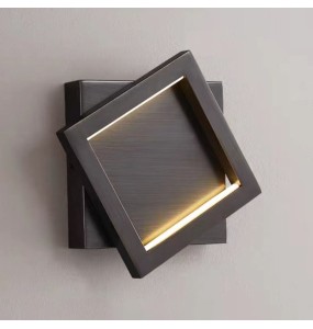 Nordic Modern Minimalist Luxury Square Copper Wall Lamp Bedroom Living Room Background Dector Led Bedside Lighting