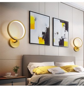 Modern Round Square Gold LED Wall Lights Geometric Shape Rotatable Lamp For Bedroom Study Living Room Home Indoor Fixtures