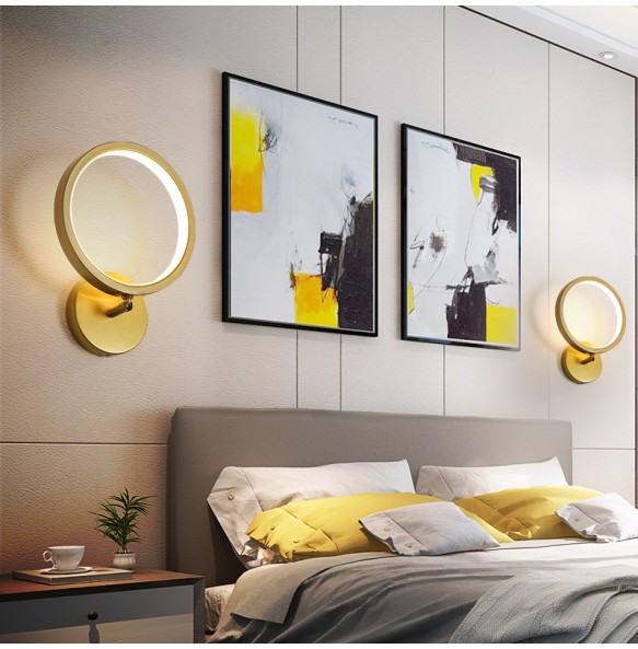 Modern Round Square Gold LED Wall Lights Geometric Shape Rotatable Lamp For Bedroom Study Living Room Home Indoor Fixtures