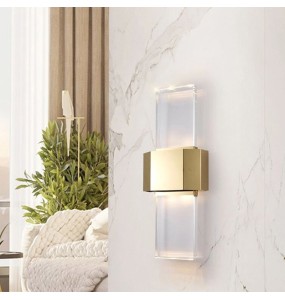 Modern Simple Minimalist Luxury Large rectangle Crystal Wall Lamp Living Room Bedroom Aisle Bedside Led Indoor Lighting