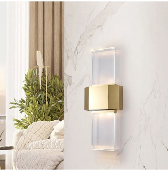 Modern Simple Minimalist Luxury Large rectangle Crystal Wall Lamp Living Room Bedroom Aisle Bedside Led Indoor Lighting