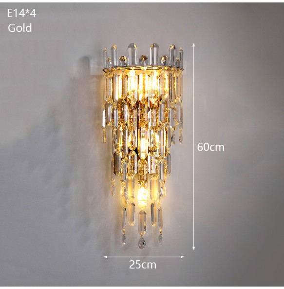 Modern Minimalist Light Luxury Crystal Wall Lamp Living Room Sofa Tv Background Bedroom Bedside Corridor Lighting