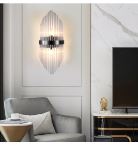 Modern Minimalist Nordic Light Luxury Glass Rod Crystal Wall Lamp Bedroom Study Living Room Led Lighting