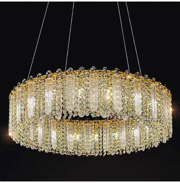 Crystal Glass Feather Chandelier Luxury Postmodern Romantic Dining Room New Bedroom Indoor Lighting Living Room Decoration Lamp