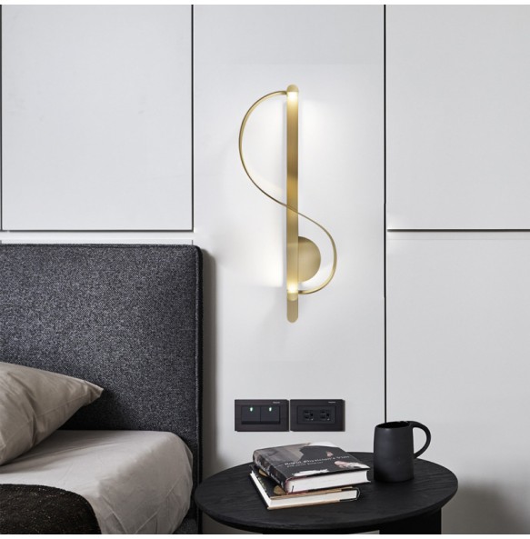 Modern Minimalist Musical Notes Wall Lamp Living Room Tv Decoration Bedroom Bedside  Led Indoor Lighting For Home