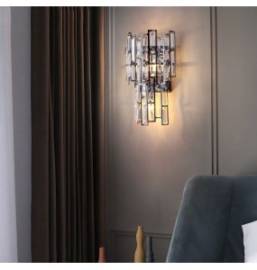 Modern Light Luxury Rectangular Crystal Wall Sconce Lamp Living Room Decor Bedroom Study Led Indoor Lighting