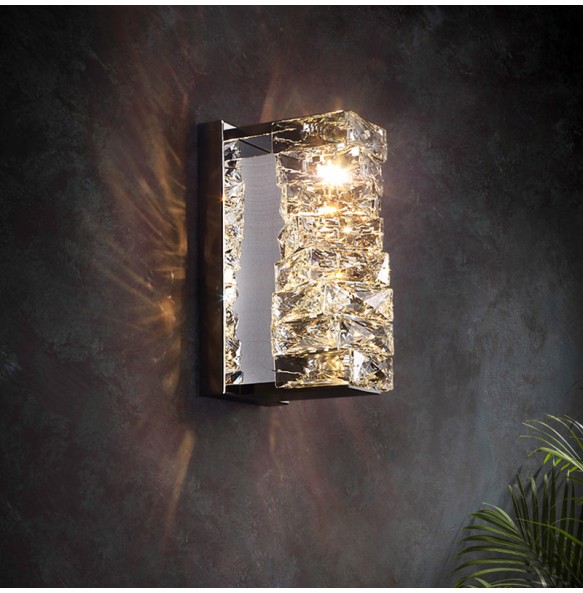 Modern Gold Chrome Luxury Crystal Wall Light Sconce Led Lamp For Living Room Bedroom Tv Background Lights Indoor Home Fixtures