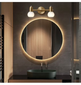 Luxury Nordic Mirror Headlight Bathroom Vanity Wall Lamp Simple Bathroom Makeup Mirror Cabinet Copper Led Lighting