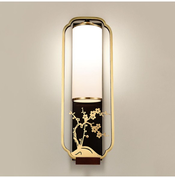 New Chinese Style Wall Lamp Living Room Tv Classical Enamel Plum Villa Decoration Corridor Bedroom Bedside Indoor Lighting