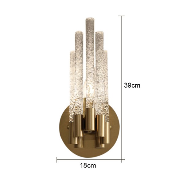 Modern Minimalist Water Ripple Glass Crystal Copper Wall Lamp Living Room Decoration Bedroom Led Indoor Lighting For Home