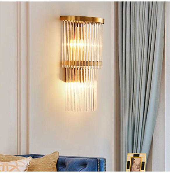 Modern Simple Luxury Crystal Glass Strip Wall Sconce Lamp Living Room Bedroom Study Led Indoor Lighting Home Decor