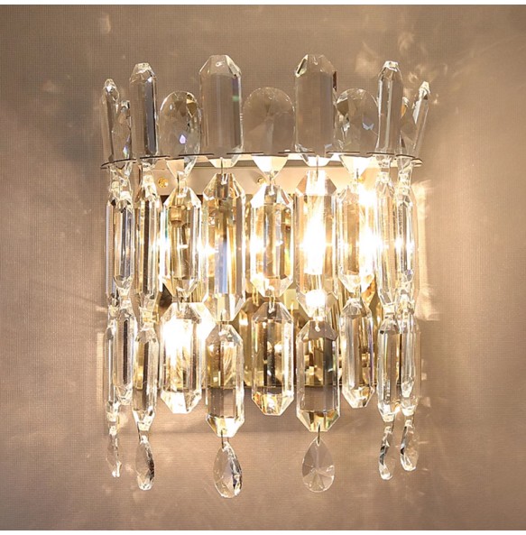 Modern Minimalist Light Luxury Crystal Wall Lamp Living Room Sofa Tv Background Bedroom Bedside Corridor Lighting