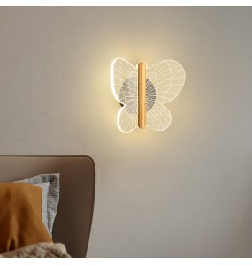 Modern Luxury Minimalist Acrylic Butterfly Leaves Wall Lamp Bedroom Bedside Children's Living Room Background Wall Lighting