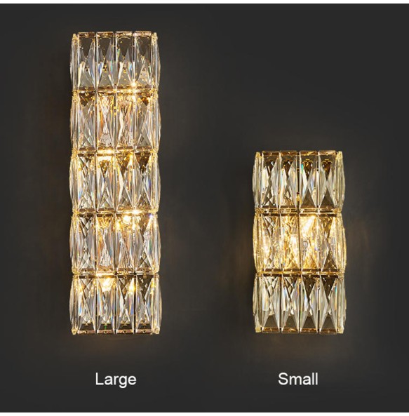 Modern American Rectangular Luxury Crystal Wall Lamp Living Room Background Tv Hotel Decor Bedroom Led Corridor Indoor Lighting