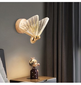 Nordic Minimalist Acrylic Butterfly Wall Lamp Zinc Alloy Light Bedroom Study Living Room Lighting