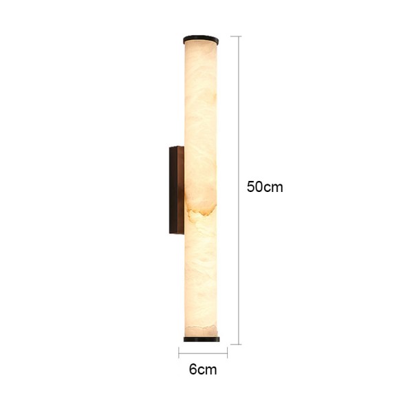 Modern Luxury Cylindrical Marble Wall Lamp Villa Living Room Background Bedroom Bedside High-End Copper Led Indoor Lighting