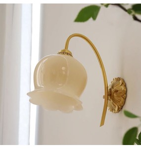 French Retro Cream Lily Of The Valley Wall Lamp American Luxury Bedroom Bedside Aisle Porch Led Lighting