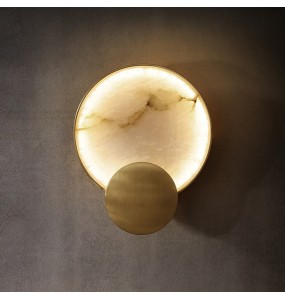 Round Marble Wall Lamp High-Grade Copper Indoor Lighting Living Room Bedroom Study Modern Minimalist Led Decor For Home