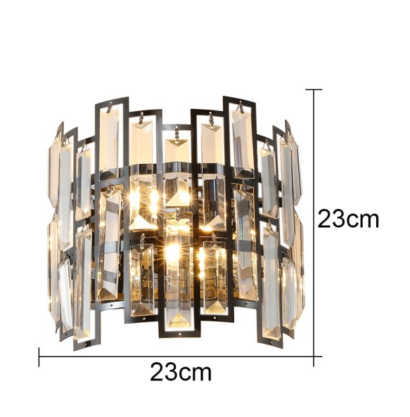 Modern Light Luxury Rectangular Crystal Wall Lamp Living Room Bedroom Study Led Indoor Lighting For Home Decor