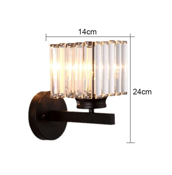 Modern Simple Square Crystal Wall Lamp Bedroom Living Room Study Cylindrical Led Indoor Lighting For Home Decor