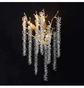 Postmodern Light Luxury Creative Crystal Branch Wall Lamp Bedroom Living Room Background Decorative Led Lighting