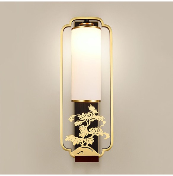 New Chinese Style Wall Lamp Living Room Tv Classical Enamel Plum Villa Decoration Corridor Bedroom Bedside Indoor Lighting