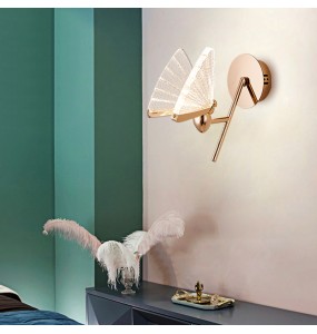 Modern Nordic Minimalist Acrylic Butterfly Wall Lamp Bedroom Study Living Room   Zinc Alloy Insect Lighting