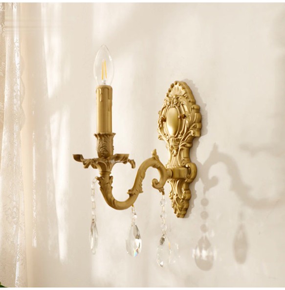 American Design Luxury Candle Wall Lamp Retro Crystal Bedroom Bedside Living Room Aisle Corridor Staircase French Lighting