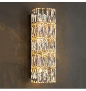 Modern American Rectangular Luxury Crystal Wall Lamp Living Room Background Tv Hotel Decor Bedroom Led Corridor Indoor Lighting