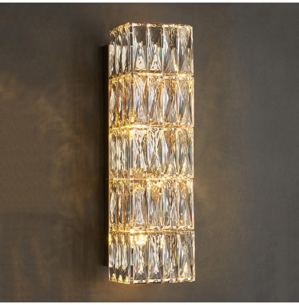 Modern American Rectangular Luxury Crystal Wall Lamp Living Room Background Tv Hotel Decor Bedroom Led Corridor Indoor Lighting