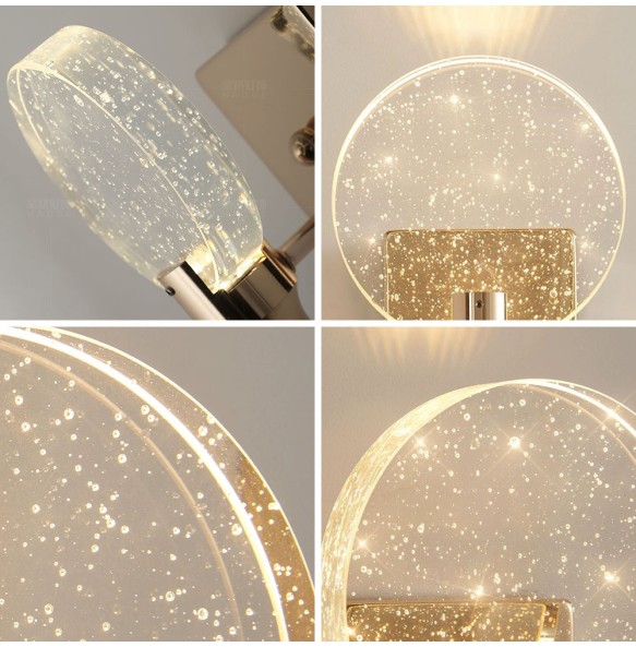 Luxury Round Crystal Bubble Wall Lamp Bedroom Bedside Minimalist Living Room Tv Background Dector Modern Aisle Lighting