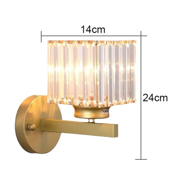 Modern Simple Square Crystal Wall Lamp Bedroom Living Room Study Cylindrical Led Indoor Lighting For Home Decor