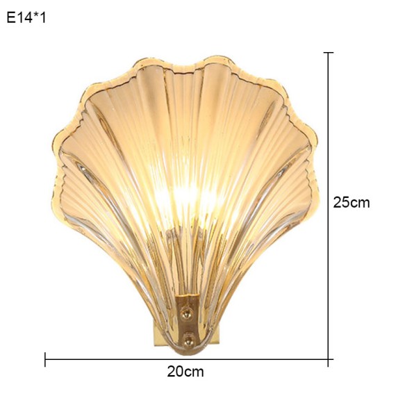 Modern Minimalist Amber Glass Shell-Shaped Wall Lamp Living Room Tv Dector Bedroom Bedside  Study  Led Indoor Lighting