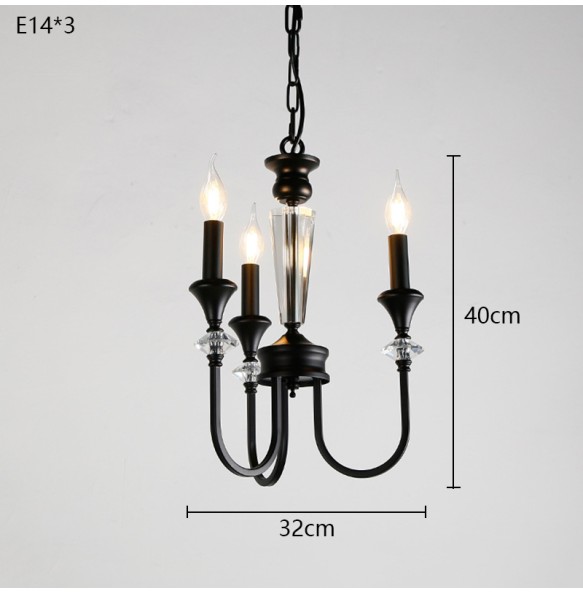 American French Retro Crystal Chandelier Living Room Candle Hanging Lamp Study Bedroom Room Pendant Lighting